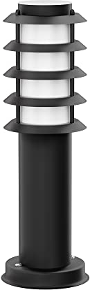 ledscom.de Wegelicht/Pollerleuchte PORU für außen, IP44, Gitter, 39 cm, schwarz, 1x E27 max. 40W