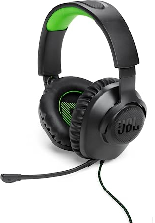 JBL Quantum 100X Auriculares para gaming con diadema, con micrófono de brazo desmontable, apropiados para Playstation y compatibles con otras consolas, en negro y verde