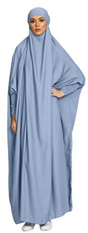 RLLJS Frauen Muslimisches Kleid Ramadan Einteiliges Gebetskleid Hijab mit Kapuze Abaya Dubai Full Cover Islam Robe African Turkey Kaftan