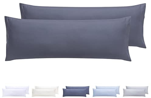 Todocama – Juego de 2 Fundas de Almohada, Microfibra Extra Suave, hipoalergénicas. Juego de 2-90x40 cm Gris Oscuro