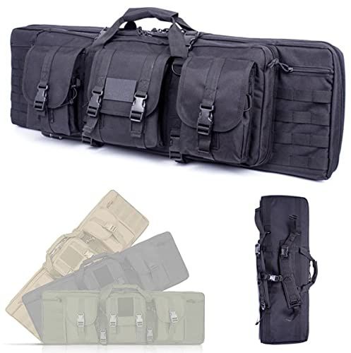 Custodie per Carabine, 95/105/118/140 cm Custodia Doppia per Fucile, Fucile di Canna da Pesca Borsa,Fodero Porta Fucili Imbottito, Resistente e Impermeabile, per Conservare Braccia,Black-42in/106cm
