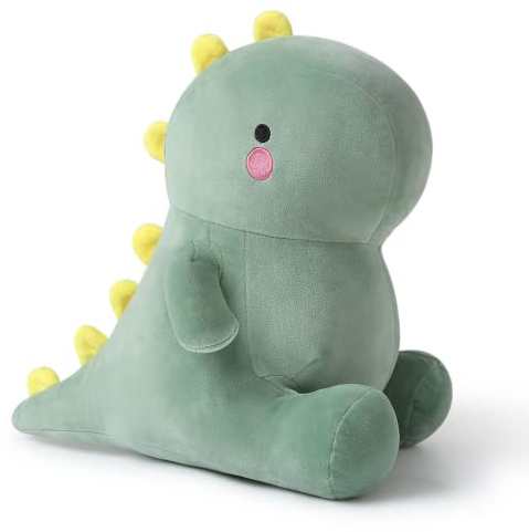 shownicer Plüschtier Dinosaurier Kuscheltier Stofftier Kawaii Dino Plüsch Kissen Spielzeug Plüschsaurier Wurfkissen Schmusetier Geschenk für Kinder Mädchen 12+ Jahre (Grün, 35cm)