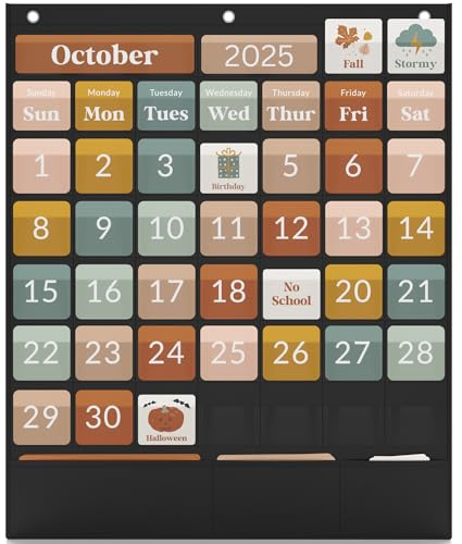 The Ultimate Classroom Calendar Pocket Chart for Kids - Beautiful Calendar with Educational Cards for Easy Learning - Fun Boho Classroom/Teacher Must Have Supplies That Fits Nicely w/Any School Decor