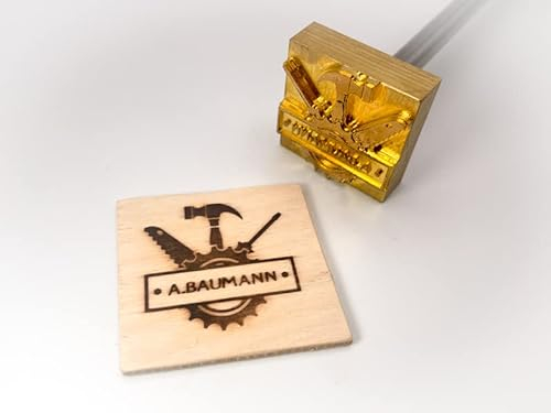Dein Brandstempel elektrischer Schriftzug im Motiv Werkzeuge + Sägeblatt für Holz, Leder, Pappe - personalisiertes Brandeisen, individueller Brennstempel in 60 x 60 mm