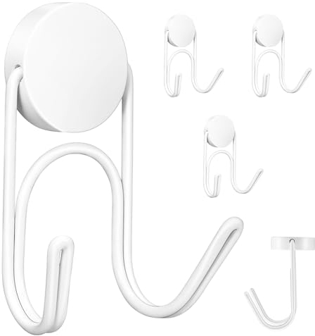 Buelkmag Ganci magnetici, robusti ganci magnetici in acciaio inox 304, per crociera, frigorifero, barbecue, forte magnete con gancio per casa, cucina, garage, cassetta degli attrezzi, 4 pezzi (bianco,