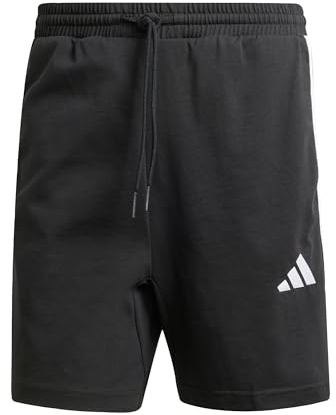 adidas Men's Essential Three Stripes Single Jersey Short 7In Shorts, Black/White, L