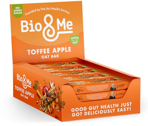 Bio&Me: Toffee Apple Gut-Loving Oat Bars (18 x 38g) - On-The-Go Snack - Good Gut Health