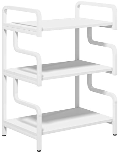 HOMCOM Supporto Porta Stampante a 3 Ripiani, Supporto Stampante, Moderno e Salvaspazio in Acciaio, per Casa, Studio, Ufficio, Stile Industriale, 55x40x77 cm, Bianco