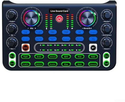 Hasaller Tarjetas de sonido, mezcladores de audio versátiles, mezcladores profesionales de tarjetas de sonido en vivo, mezcladores de audio para juegos, para transmisión, podcasting, interfaz de audio