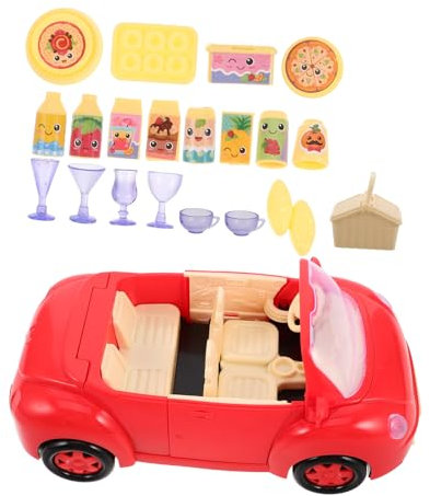 Abaodam 1 Satz Picknick-Spielzeugwagen Rollenspiel- Miniatur-Picknickspielzeug Familienspielzeug Tischgeschirr Cartoon-Spielzeugfahrzeug Rollenspiel mit Essenskorb