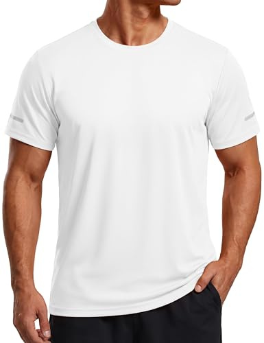 TACVASEN UV Shirt Herren Sport Tshirts Atmungsaktive Funktionsshirt | Kurzarm Laufshirts, Wandershirt mit Reflektierender Streifen