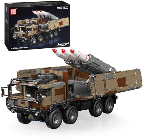 Mould King 20044 Tecnología de tanque teledirigido bloques de construcción de tanques militares con 3 cohetes vehículo de lanzamiento de cohetes para aficionados y amantes militares (3594 piezas)