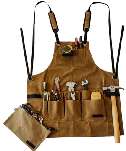 LSNNMU Tablier De Travail Tablier de Travail Unisexe en Toile Robuste avec Poches à Outils for Le Travail du Bois et la Peinture