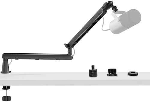 Aqdocvf Microphone Boom Arm - Heavy Duty Low Profile Metal Mic Arm Stand with Desk Clamp & Cable Management, 360° Rotatable, Fits Shure SM7B/MV7, Blue Yeti, Fifine AM8, AT2020 for Podcasting & Gaming