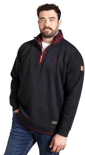 D555 1/4 Zip Fleece Sweatshirt Long Sleeve Top Plus Size Mens 2-6XL LEICESTER (UK, Alpha, 4XL, Plus, Regular, Navy)