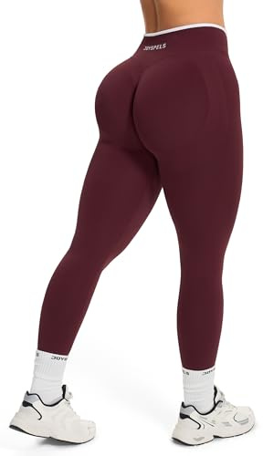 JOYSPELS Seamless Gym Leggings for Women UK - Ruched Scrunch Bums Womens Activewear Sculpting Leggings for Workout, Running, Sports, Yoga Red S