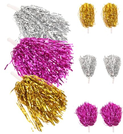 NIYANGLE Lot de 9 Pompons de Pom-Pom Girl Réutilisables 3 Couleurs Léger et Tactile pour Cheerleading Danse Sportive et Événements Extérieurs