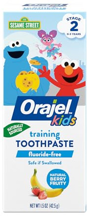 Orajel Kids Elmo Training Toothpaste Fluoride-Free; #1 Pediatrician Recommended Fluoride-Free Toothpaste*, 1.5oz Tube