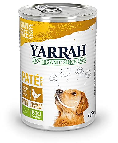 YARRAH Bio Hundefutter Pate Huhn, Spirulina, Seetang 400 g, 12er Pack (12 x 400 g)