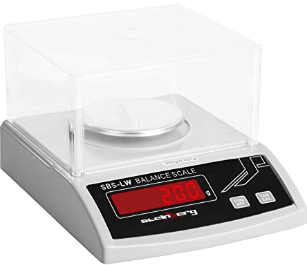 Steinberg Systems Präzisionswaage Briefwaage Laborwaage SBS-LW-200N (bis 200 g, Genauigkeit 0,001 g, LED-Display, Akku bis 8 Std. Betrieb, Glasabdeckung, versch. Funktionen)