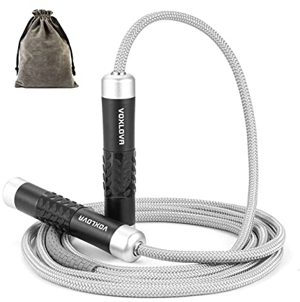 Weighted Jump Rope - Premium Heavy Jump Ropes with Adjustable Extra Thick Cable, Aluminum Silicone Grips Handles, High-Speed Ball Bearings Professional Skipping Rope for Crossfit MMA Cardio & Workouts