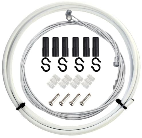 CTRICALVER Bremskabel-Set, Universal Bremszug MTB Fahrrad Road Bike Bremse Kabel Fahrradzubehör Kabel Draht und Caps Set (Weiß)