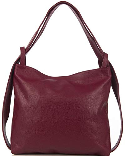 Bottega Carele Borsa Donna a spalla in vera pelle trasformabile in zaino made in Italy (Bordeaux) BC7077