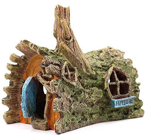 1 Pièce Decoration Aquarium, Ornement Aquarium, Maison Grotte en Résine, Decoration Aquarium Cachette pour Petits Poissons, Crevettes, Escargots et Betta, Accessoire Aquarium (15 * 11,5 * 13,5 cm)