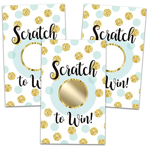 50 Blank Gift Certificate Scratch Off Cards, Clients or as Luxury Holiday Vouchers, DIY Coupon Cards for Birthday, Bridal Shower Activity, Raffle Ticket Drawing, Reveal to Win Event（Golden dots）