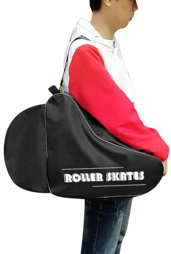 Roller Skate Bag Ice/Inline Skate & Helmet Carry Bag for Children Kids Skates Rollerblade Storage Bag Thickened Waterproof Oxford Large Capacity Roller Skates Storage Bag Shoulder Bag Handbag Black