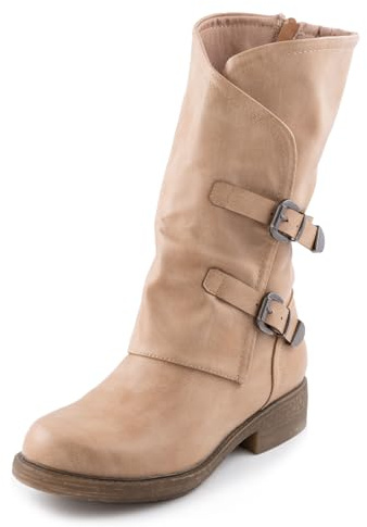 Toocool – Botas de mujer tipo Biker, Botas militares, Anfibios, Botas de motociclista, Zapatos casuales, G620, beige, 39 EU