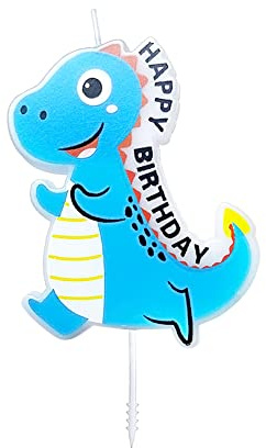 Cute Dinosaur Birthday Candle, Cartoon Dino Cake Candles Cake Toppers, Jurassic Dinosaur Themed Party Cake Decorations (Blue)