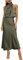 MIRGLER Vestido largo elegante y formal con cuello alto, de satén elástico, cintura alta, para mujer, color verde militar, talla M
