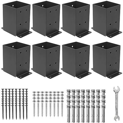 AXWHYS 8 Pcs 4Ă 4 Post Base|(Inner Size 3.6x3.6) Post Brackets|