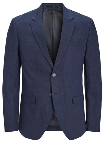 JACK & JONES Jprriviera Linen Blazer Slim Fit Sn pour Homme, Bleu Marine foncé/Coupe : Coupe ajustée, 52