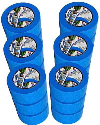 Magnet-Kauf Lot de 18 rouleaux de ruban adhésif KrokTape - 50 mm - Bleu doré - 50 m - Pour peinture - Fineline Tape Blue