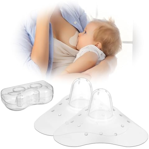 Aolso Stillhütchen Größe M, Inklusive 2 Brusthütchen und Etui, BPA-frei, extra weiche Brusthütchen zum Schutz beim Stillen, wiederverwendbares weiches Silikon zum Stillen (Dreieck)