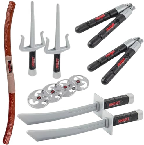 Liberty Imports Ninja Warrior Toy Weapons Role Playset - Kids Pretend Play Dress Up Costume Accessories Set for Children Pretend Play Battles (Set 1)