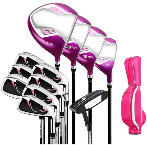 DEMCAY Komplettes Golfschläger-Set for Damen, komplettes Golfschläger-Set for Anfänger, Golf-Damen for die rechte Hand, 12er-Pack mit Autotasche