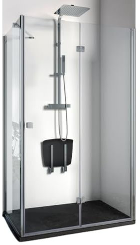 IMPALLI Cabine de douche d'angle H190 cm extensible 77-79 cm 97-99 cm Porte pliante gauche et mur fixe cabine de douche verre transparent 6 mm fermeture magnétique finition chrome brillant (80 x 100)