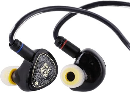 Linsoul TANGZU Wan'er S.G II Monitor In Ear,HiFi Auriculares,Controlador Dinámico de 10mm Diafragma Pet Gaming IEM Audifonos con 2Pin Cable OFC Desmontable para Audiófilo Músico(Negro,4.4mm)