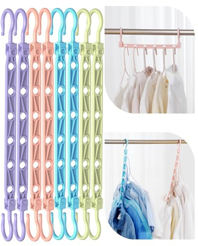 Latoxcaa 8 Pcs Space Saving Hangers, Sturdy Cascading Hangers for Heavy Clothes, Closet Organizers and Storage, Colorful