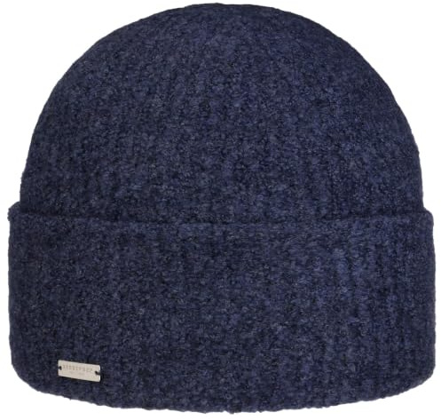 Seeberger Merino kashmir stickad mössa med ullslag, Mörkblå, one size