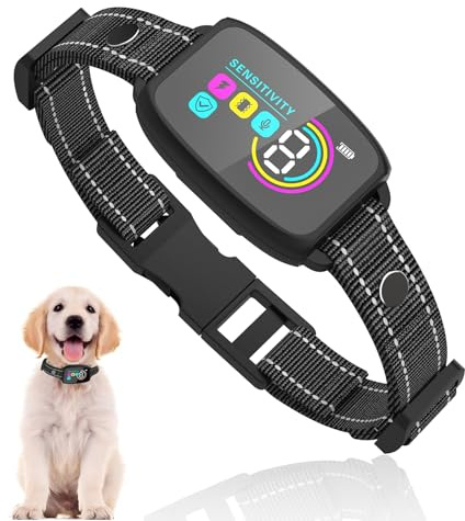 PZCC Anti Bark Collars para perros 8-120 lbs - Coloque de corteza impermeable IP67 con pantalla de color LCD, 7 modos ajustables (vibración/pitido) Coloque de choque para perros, sin dispositivo de