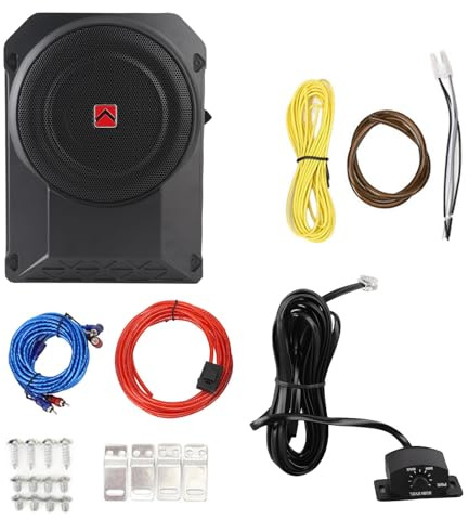 Gucagle 10 Inch Active Subwoofer Ultra Thin 800W 2.5 Ohms Under Seat Powered Car Subwoofer with Controller for Vehicle Sound System