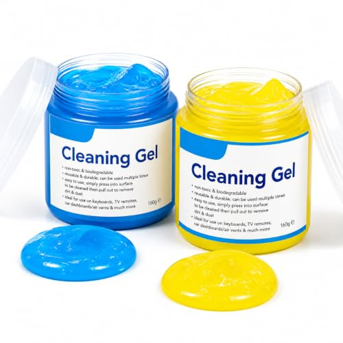 2 Pack Cleaning Gel 3200g Reusable Keyboard Cleaning Gel, Universal Dust Cleaning Putty for Car Air Vents, Dashboard, Laptop, PC Keyboard, Camera & Office Electronics - Yellow & Blue