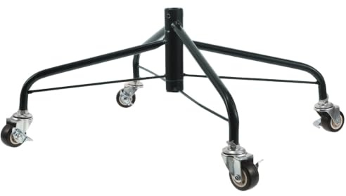 OSALADI Julgransfot, metall 45 x 18 cm med svänghjul | Fyrbent julgransfot med hjul, lätt att flytta, kraftigt rullande stativ, för semesterhemsinredning, juldekorationer