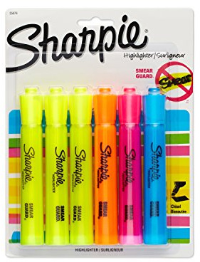 Sharpie Accent Tank-Style Highlighters, 6 Colored Highlighters (25876PP)