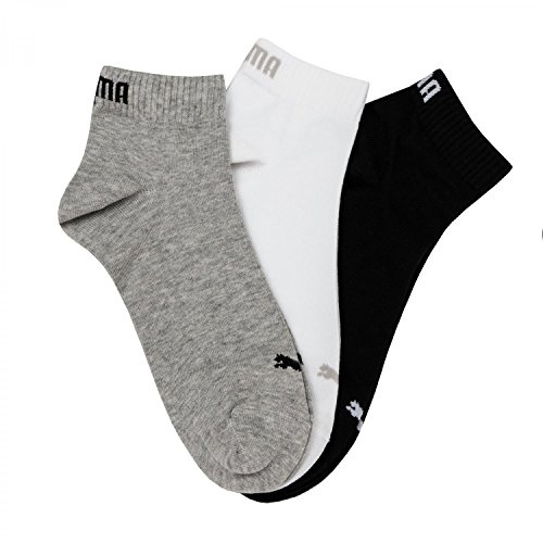 Puma Quarter - Chaussettes de Sport - Lot de 3 - Uni - Mixte Adulte, Gris (Anthraci/L Mel Grey/M Mel Grey), 39-42