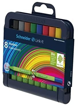 Schneider 191298 Link-It Fineliner (Superfeine Stifte mit 0,4 mm Strichstärke, einfach zusammenstecken und beliebig kombinieren) 8er Stiftebox sortiert